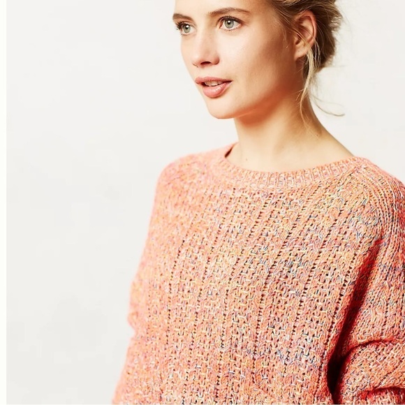 Anthropologie Moth Coral Marled Swing Sweater Large - Picture 4 of 15
